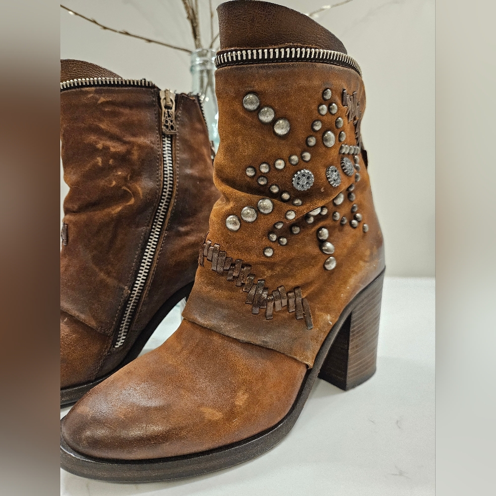 AS 98 Studded Brown Ankle Boots size 36 EU 6 American